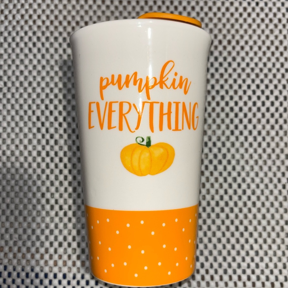 Autumn Cup Ceramic "Pumpkin Everything" Travel Mug w/Lid 14.5 Oz